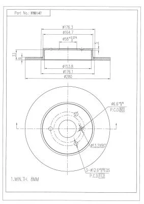 Disque de frein FI.BA FBD147