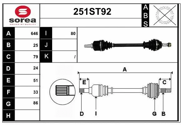 Arbre de transmission STARTCAR 251ST92