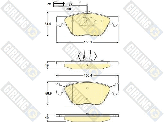 Kit de plaquettes de frein, frein à disque GIRLING 6114272
