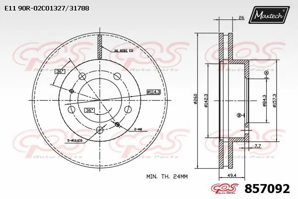 Disque de frein MAXTECH 857092
