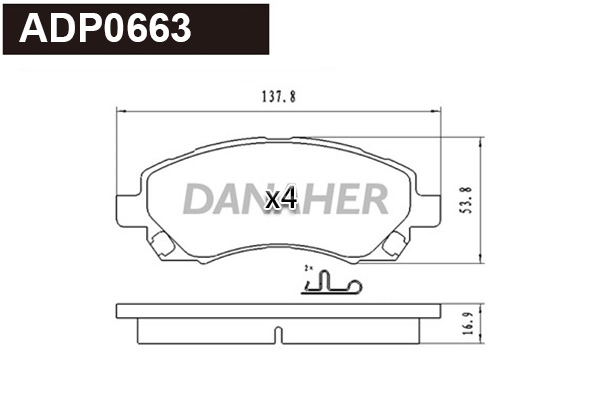 Kit de plaquettes de frein, frein à disque DANAHER ADP0663
