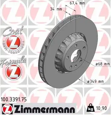 Disque de frein ZIMMERMANN 100.3391.75