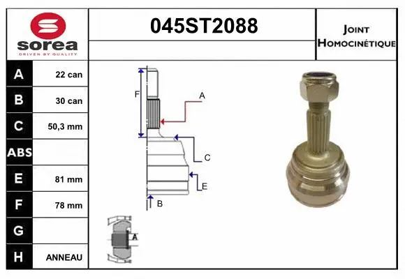 Jeu de joints, arbre de transmission STARTCAR 045ST2088