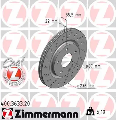 Disque de frein ZIMMERMANN 400.3633.20