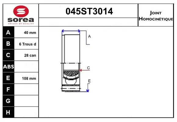 Jeu de joints, arbre de transmission STARTCAR 045ST3014