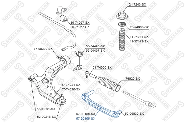 Bras de liaison, suspension de roue STELLOX 57-00155-SX