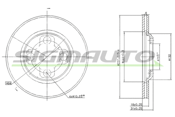 Disque de frein SIGMAUTO DBA195S