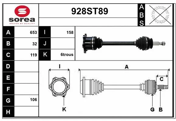 Arbre de transmission STARTCAR 928ST89