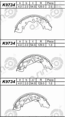 Jeu de mâchoires de frein ASIMCO K9734