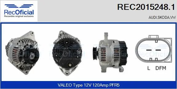Alternateur RECOFICIAL REC2015248.1