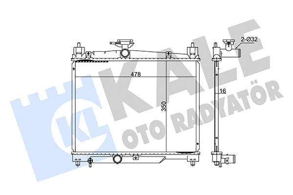 Radiateur, refroidissement du moteur KALE OTO RADYATÖR 348430
