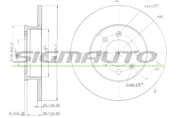Disque de frein SIGMAUTO DBB373S