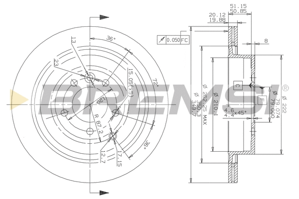 Disque de frein BREMSI CD7433V