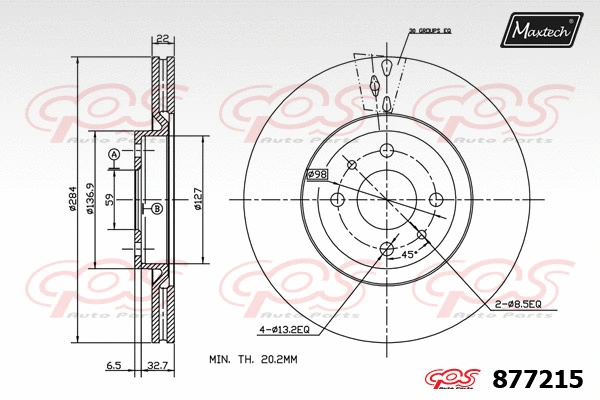 Disque de frein MAXTECH 877215