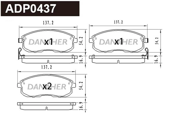 Kit de plaquettes de frein, frein à disque DANAHER ADP0437