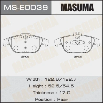 Jeu de mâchoires de frein MASUMA MS-E0039