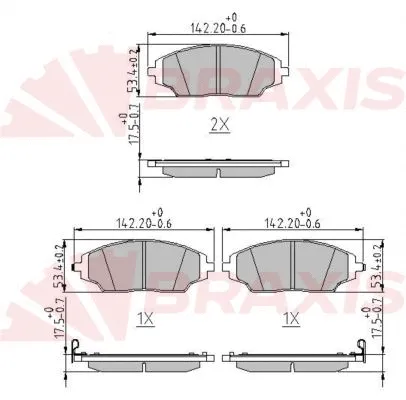Kit de plaquettes de frein, frein à disque BRAXIS AA0680
