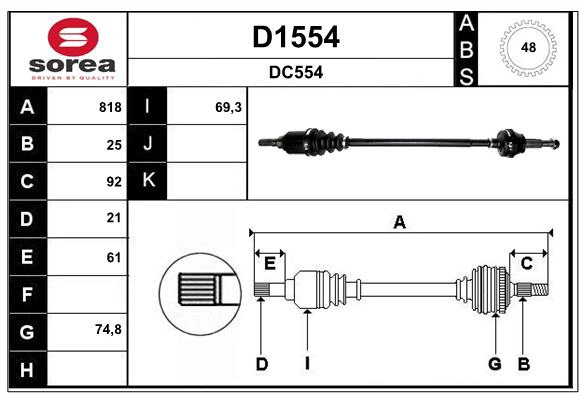 Arbre de transmission SNRA D1554