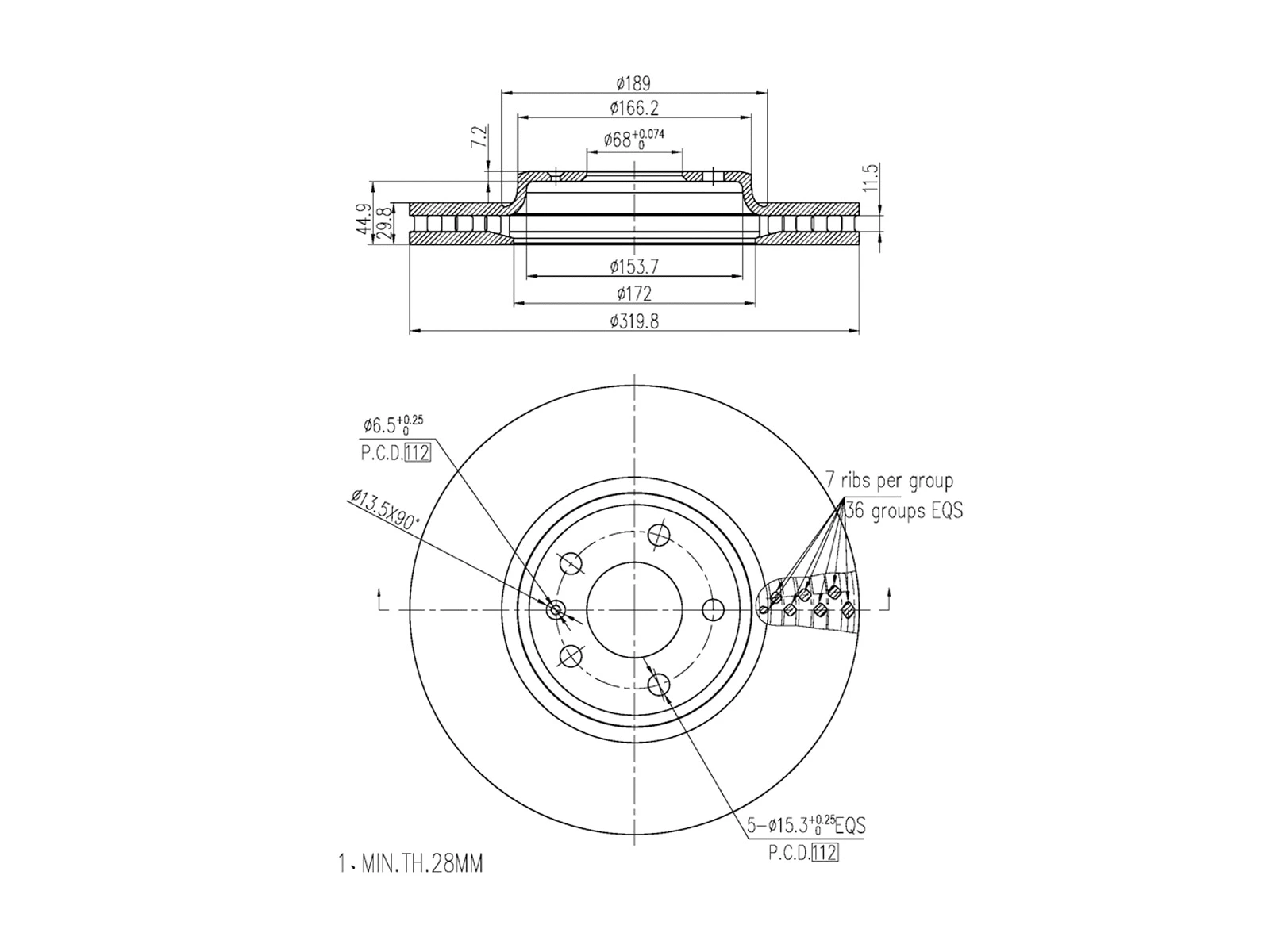 Disque de frein A.Z. Meisterteile AZMT-44-024-1340
