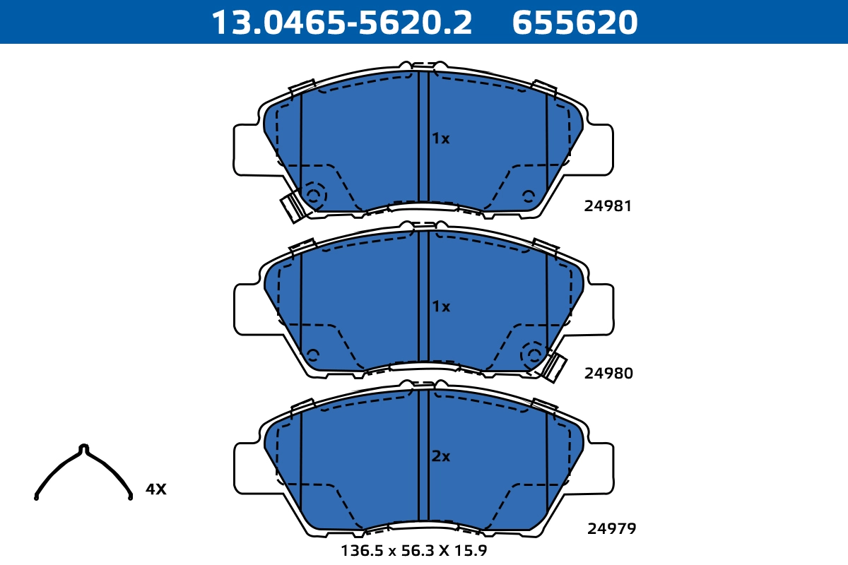 Kit de plaquettes de frein, frein à disque ATE-APAC 13.0465-5620.2