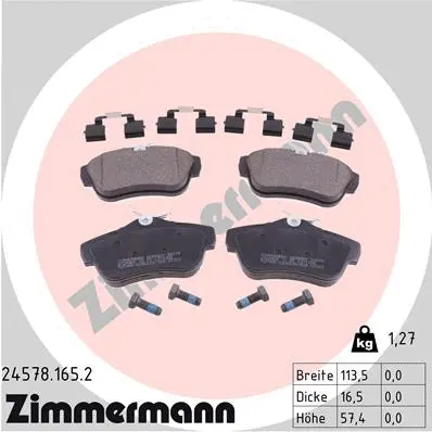 Kit de plaquettes de frein, frein à disque ZIMMERMANN 24578.165.2