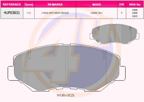 Kit de plaquettes de frein, frein à disque 4u 4UP03831