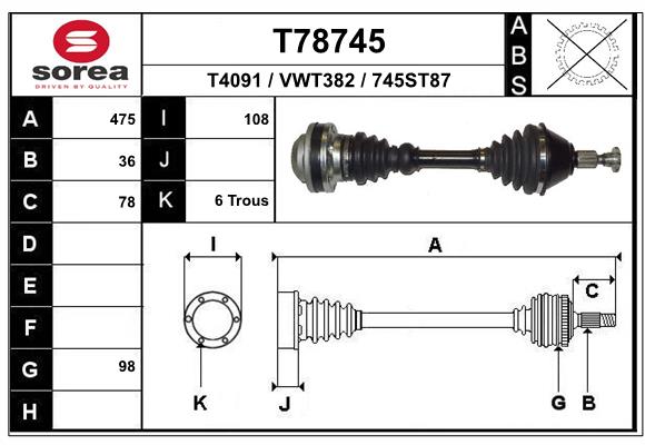 Arbre de transmission EAI T78745