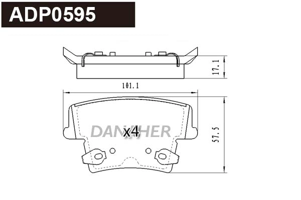 Kit de plaquettes de frein, frein à disque DANAHER ADP0595
