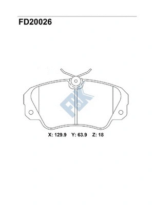Kit de plaquettes de frein, frein à disque FBK FD20026