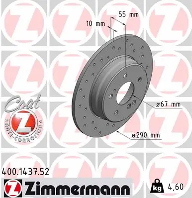 Disque de frein ZIMMERMANN 400.1437.52