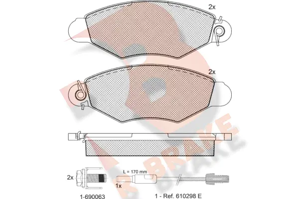 Kit de plaquettes de frein, frein à disque R BRAKE RB1217-203