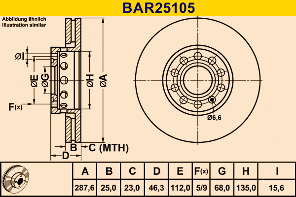 Disque de frein BARUM BAR25105