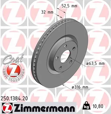 Disque de frein ZIMMERMANN 250.1384.20