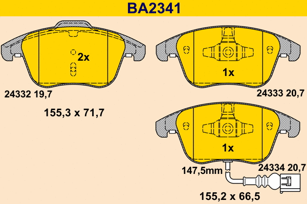 Kit de plaquettes de frein, frein à disque BARUM BA2341