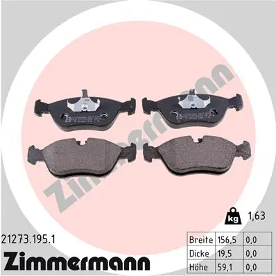 Kit de plaquettes de frein, frein à disque ZIMMERMANN 21273.195.1
