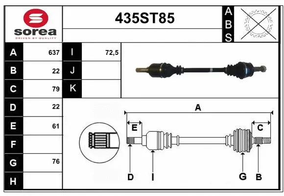 Arbre de transmission STARTCAR 435ST85
