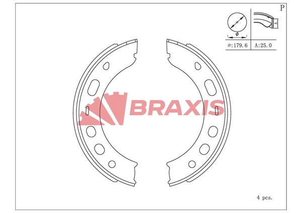 Jeu de mâchoires de frein, frein de stationnement BRAXIS AC0205