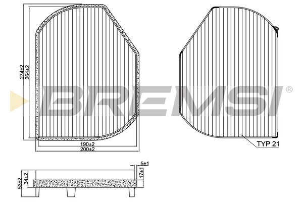 Filtre, air de l'habitacle BREMSI FC1331C