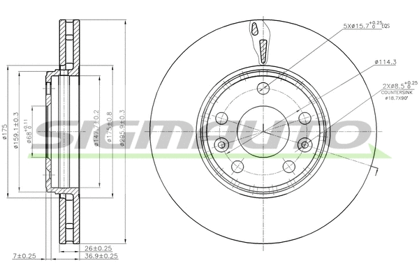 Disque de frein SIGMAUTO DBB726V