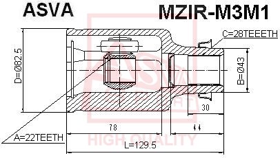 Jeu de joints, arbre de transmission ASVA MZIR-M3M1
