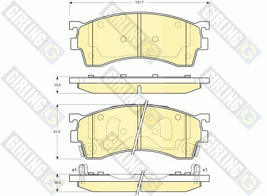 Kit de plaquettes de frein, frein à disque GIRLING 6132099