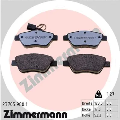 Kit de plaquettes de frein, frein à disque ZIMMERMANN 23705.980.1