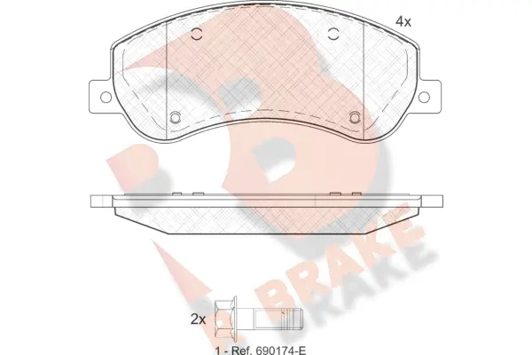 Kit de plaquettes de frein, frein à disque R BRAKE RB1793-204