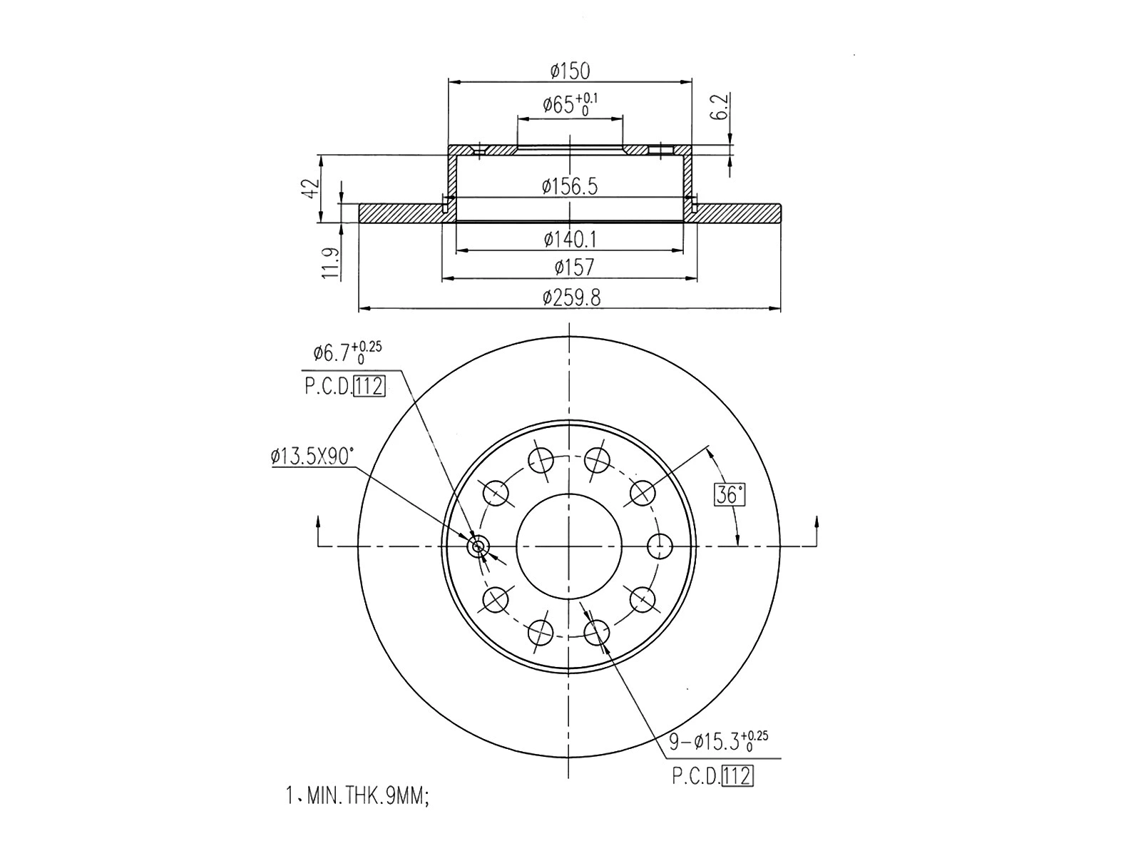 Disque de frein A.Z. Meisterteile AZMT-44-024-1167