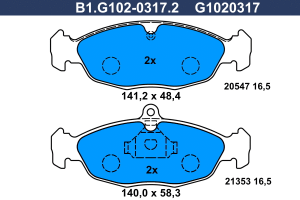 Kit de plaquettes de frein, frein à disque GALFER B1.G102-0317.2