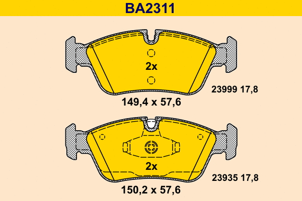 Kit de plaquettes de frein, frein à disque BARUM BA2311
