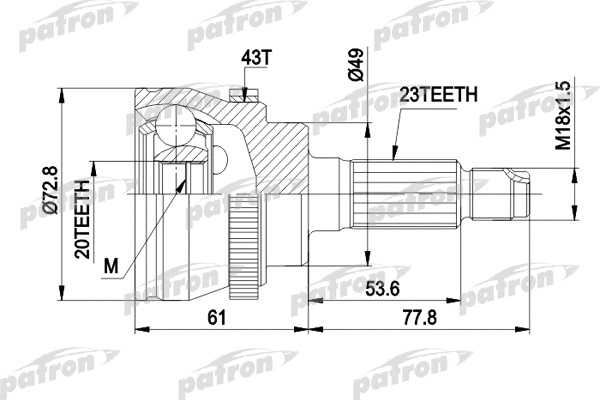 Jeu de joints, arbre de transmission PATRON PCV1394