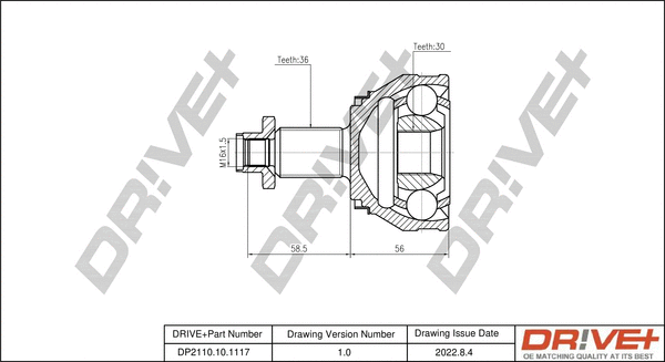 Jeu de joints, arbre de transmission Dr!ve+ DP2110.10.1117