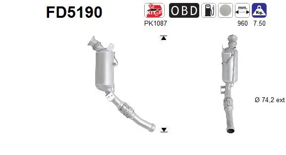 Filtre à particules / à suie, échappement AS FD5190