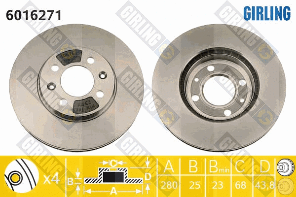 Disque de frein GIRLING 6016271